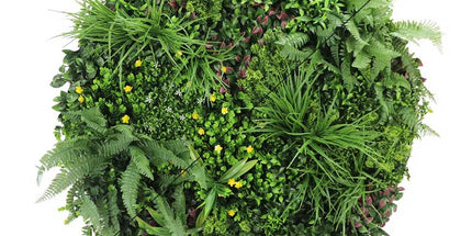 Slimline Artificial Green Wall Disc Art 100cm Country Fern UV Resistant (White)