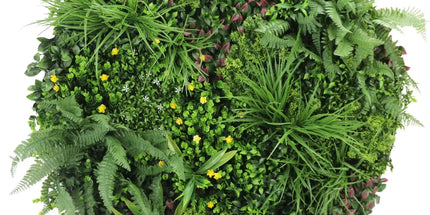 Slimline Artificial Green Wall Disc Art 100cm Country Fern UV Resistant (White)