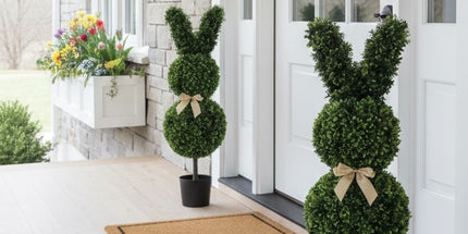 Set 2 Artificial Bunny Shaped Topiary Tree 80cm