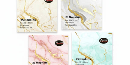 bulk 600 Foiled Marble 3ply Napkin 2 Asst 33cm