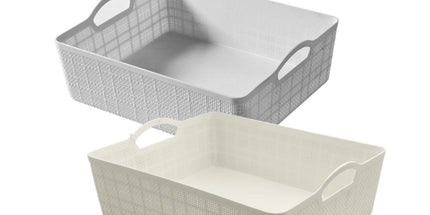 bulk 18 Rect Storage Basket w Handle 2 Asst 34cm