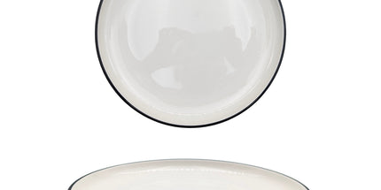 bulk 24 Sorrento Porcelain Dinner Plate w Black Rim 26cm