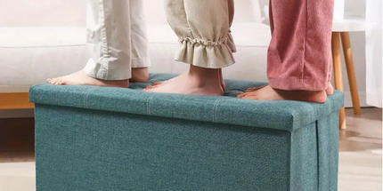 Linen Foldable Storage Stool Chair Box