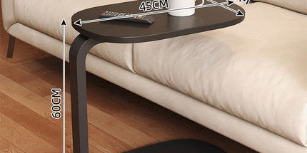 C-Shaped Side Table with Metal Frame