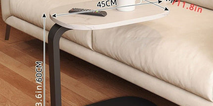 C-Shaped Side Table with Metal Frame