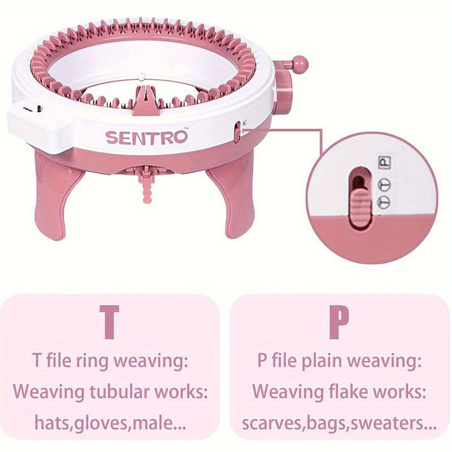48-Needle Pink Knitting Machine Kit for DIY Crafts