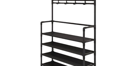 Stainless Steel Coat & Shoe Rack (8-Hook 5-Tier)