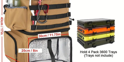 Fishing Tackle Backpack with Rod Holders & Cooler
