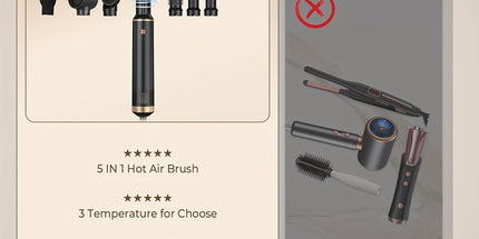 5-in-1 Hair Styler Hot Air Brush with 60000RPM