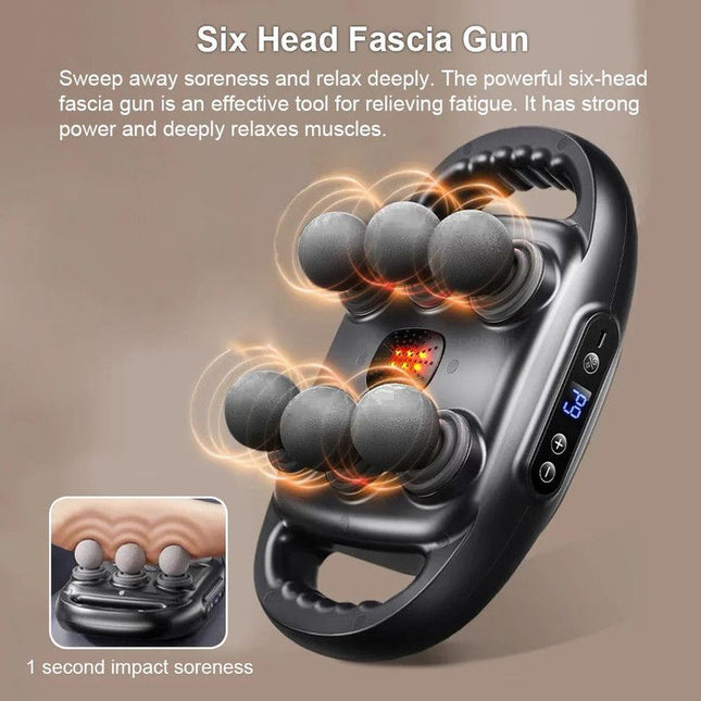 6-Head Fascia Massage Gun Tissue Muscle  Black