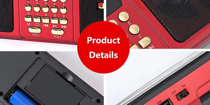 Portable FM Radio Bluetooth Speaker Red
