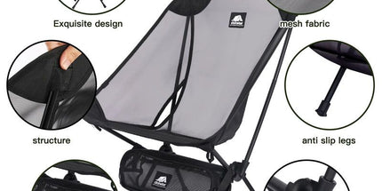 2pcs Outdoor Folding Moon Chairs Black