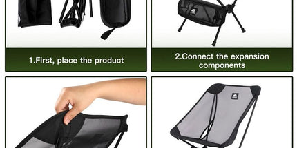 2pcs Outdoor Folding Moon Chairs Black