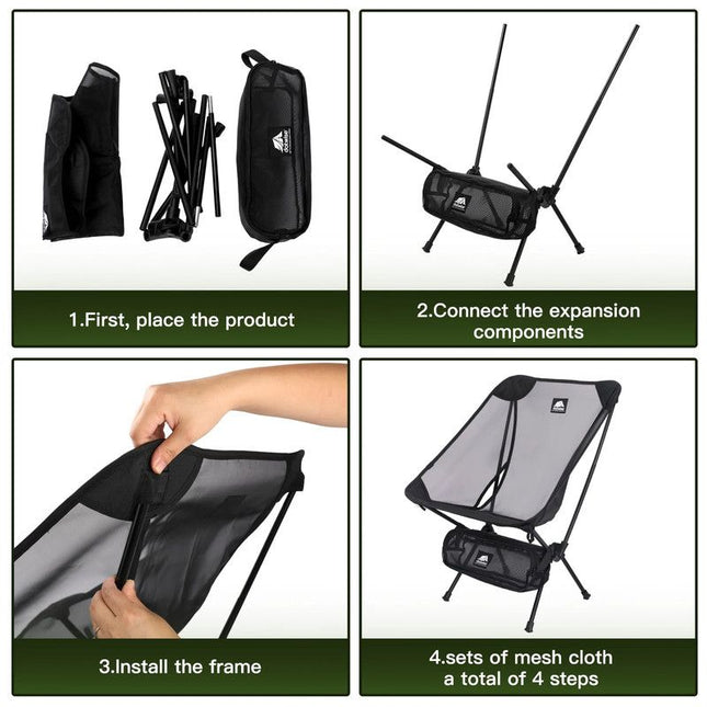 2pcs Outdoor Folding Moon Chairs Black