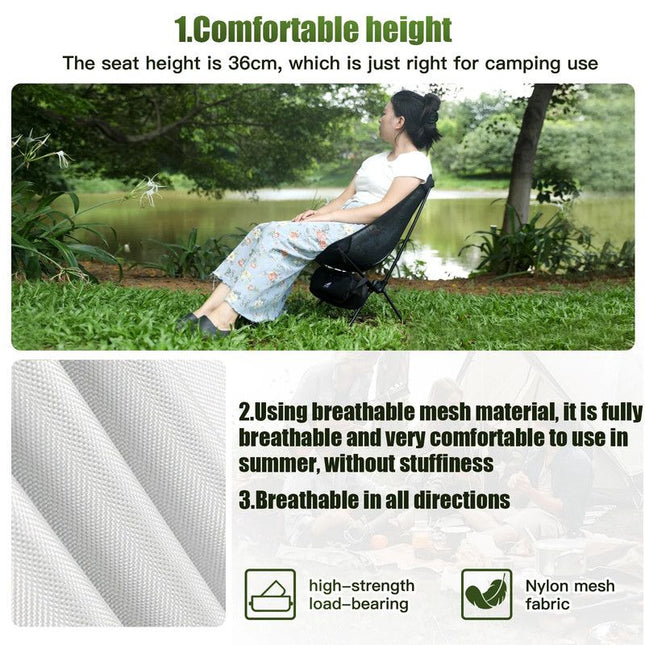 2pcs Outdoor Folding Moon Chairs Black