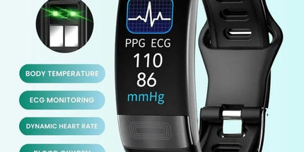 Fitness Bracelet Heart Blood Body Monitoring Black