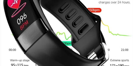 Fitness Bracelet Heart Blood Body Monitoring Black