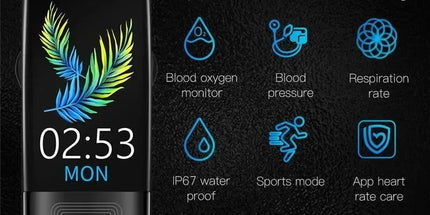 Fitness Bracelet Heart Blood Body Monitoring Black