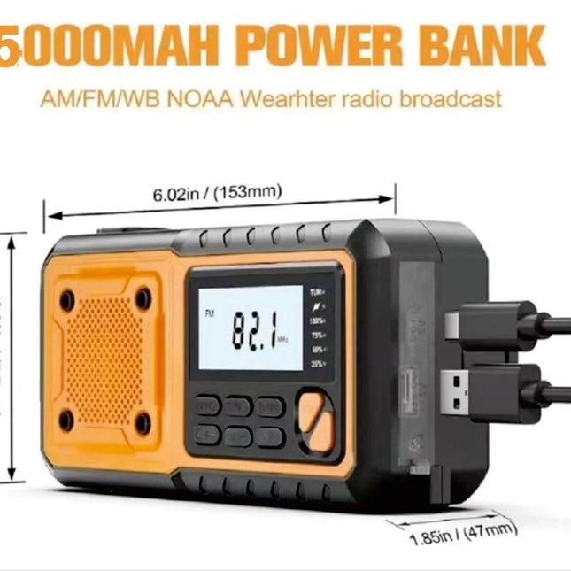 Emergency Hand Crank Solar Radio Yellow