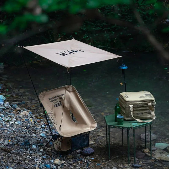 Sunshade Awning Folding Chair Set Khaki