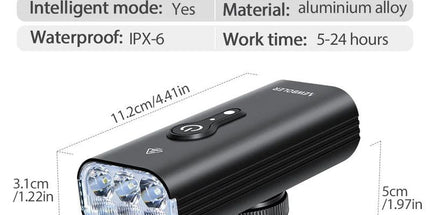 10000 Lumen Smart Bicycle Light Black