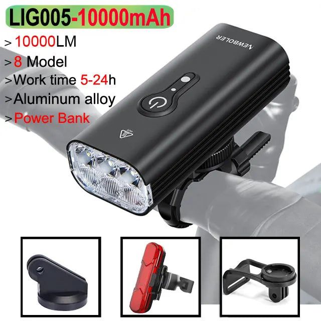10000 Lumen Smart Bicycle Light Black
