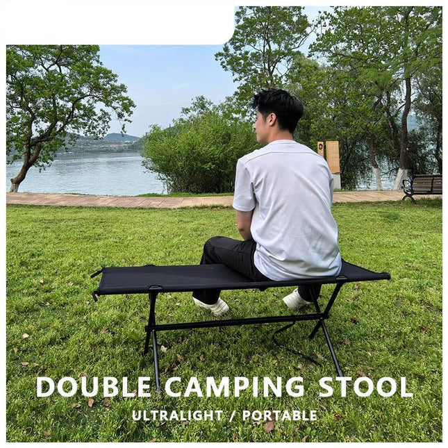 Folding Double Camping Stool Black