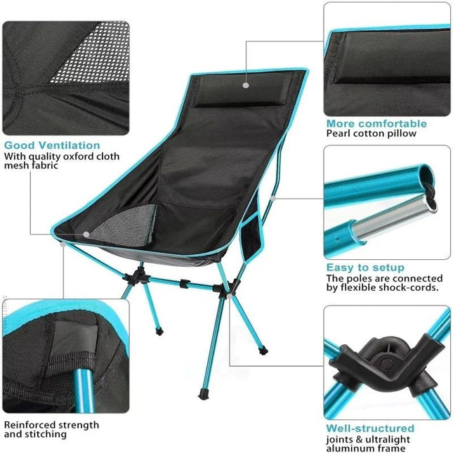 Ultra-Light Folding Camping Chair Blue