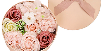 Non-Withered Soap Flower Small Round Box Decoration Set