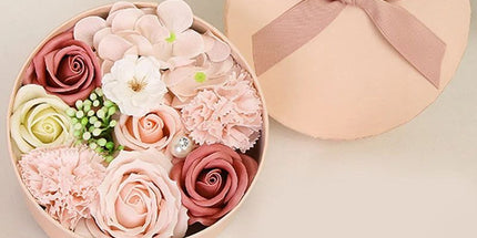 Non-Withered Soap Flower Small Round Box Decoration Set