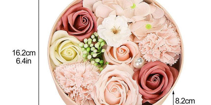 Non-Withered Soap Flower Small Round Box Decoration Set