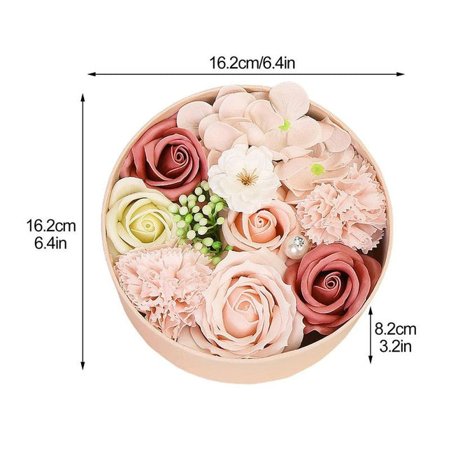 Non-Withered Soap Flower Small Round Box Decoration Set
