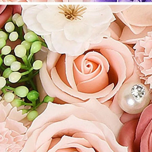 Non-Withered Soap Flower Small Round Box Decoration Set
