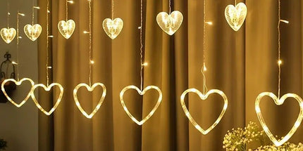 Waterproof Heart-Shaped LED Curtain String Lights