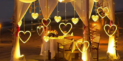 Waterproof Heart-Shaped LED Curtain String Lights