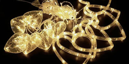 Waterproof Heart-Shaped LED Curtain String Lights