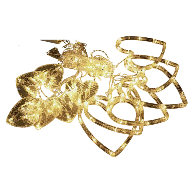 Waterproof Heart-Shaped LED Curtain String Lights