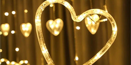 Waterproof Heart-Shaped LED Curtain String Lights