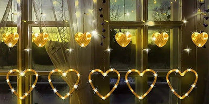 Waterproof Heart-Shaped LED Curtain String Lights