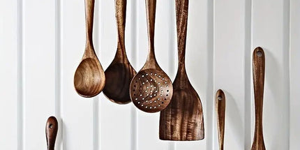 7-Piece Natural Teak Wooden Spoons for Cooking Set