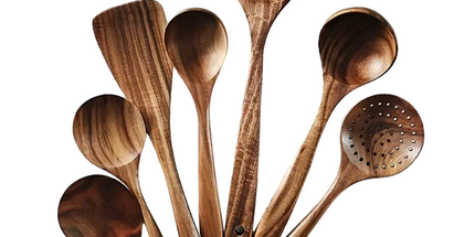 7-Piece Natural Teak Wooden Spoons for Cooking Set