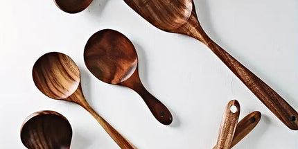 7-Piece Natural Teak Wooden Spoons for Cooking Set