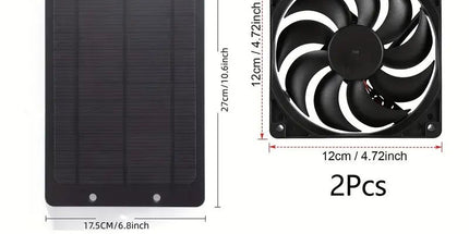Solar-Powered Electric Ventilator - 10W/12V Dual Fan Pack