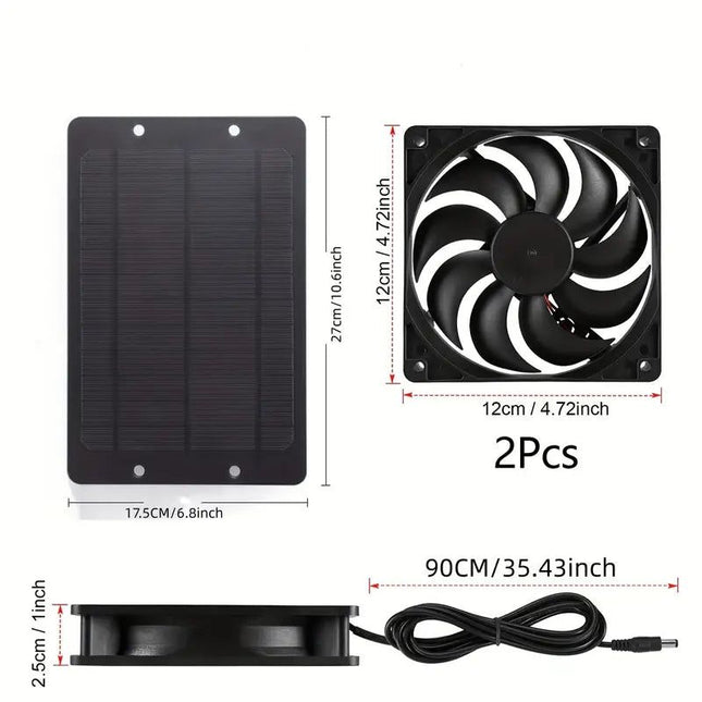Solar-Powered Electric Ventilator - 10W/12V Dual Fan Pack