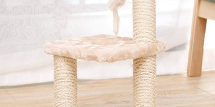 Cat Tree with Two Platforms, Scratching Posts, and Hanging Mouse Toy 40*15*20cm