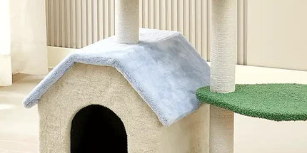 Floral Cat Tree with Cozy Hideaway and Scratching Posts (50x38x90 cm)