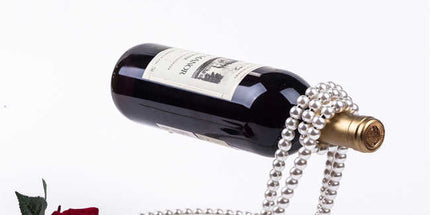 White Modern Floating Pearl Wine Bottle Holder - Elegant Home Decor, Unique Kitchen Accessory for Dining, Bar, and Living Room