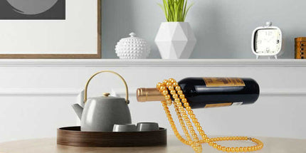 White Modern Floating Pearl Wine Bottle Holder - Elegant Home Decor, Unique Kitchen Accessory for Dining, Bar, and Living Room