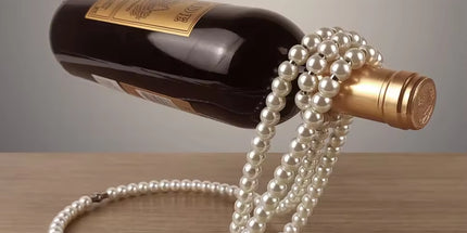 White Modern Floating Pearl Wine Bottle Holder - Elegant Home Decor, Unique Kitchen Accessory for Dining, Bar, and Living Room