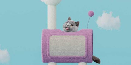 Yellow Chicken-Theme Cat Tree with Tunnel - Multi-Functional Cat Scratching Post and Playhouse